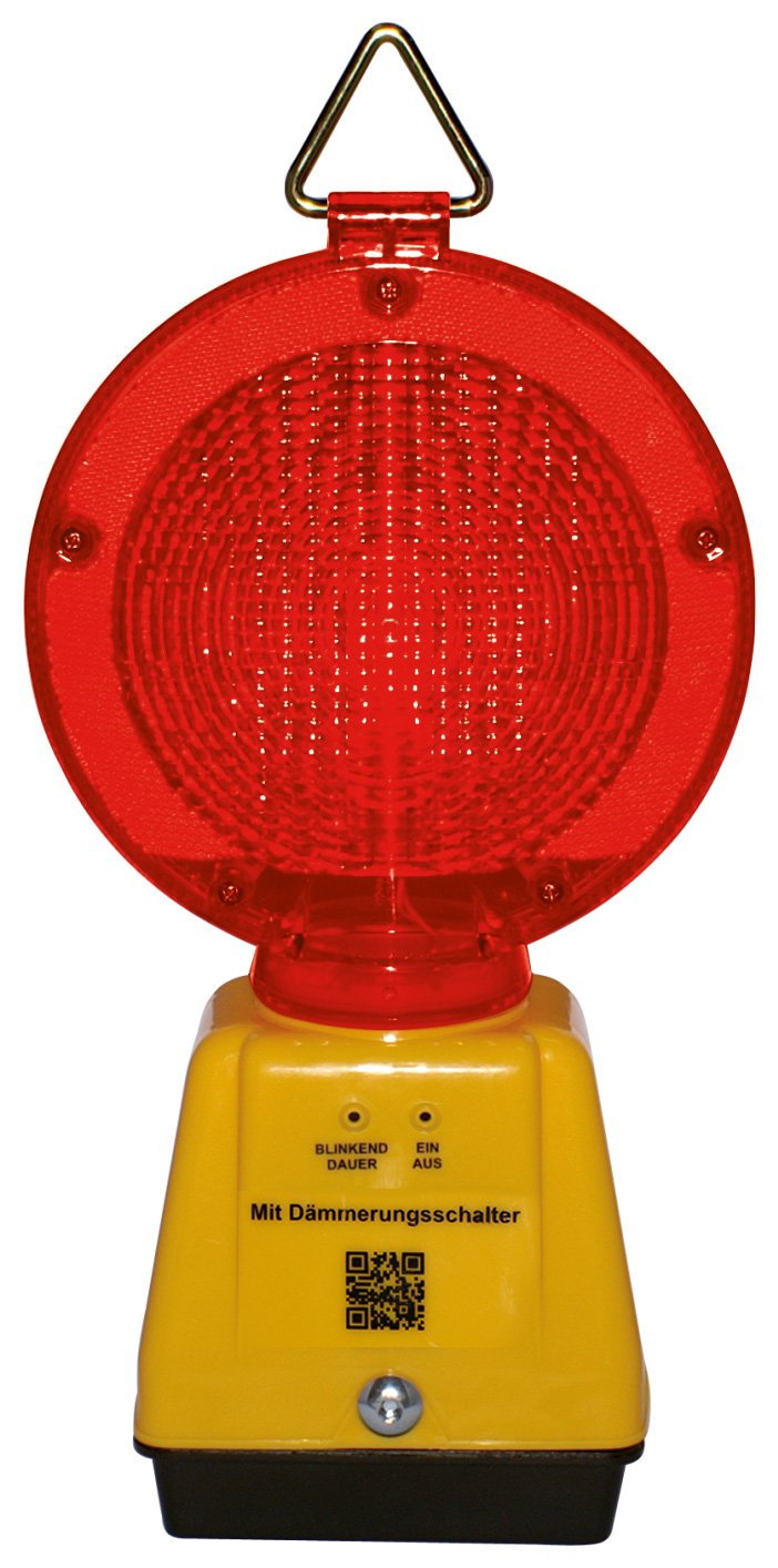 LED Warnblinklampe rot / transparent mit Dämmerungsschalter - blinkend oder Dauerlicht