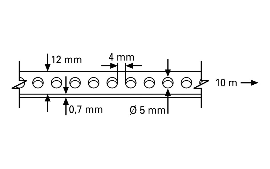 Montagelochband verzinkt - 10 m Kassette - 12x0,70mm