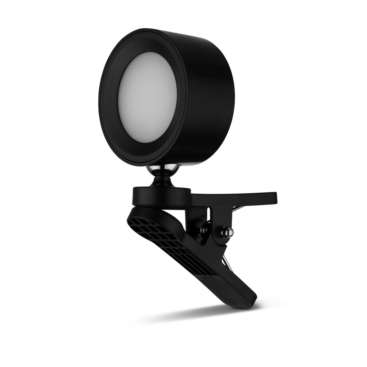 LED Akku Clip-Spot mit Schalter, Befestigungspad und -klammer / USB / schwarz