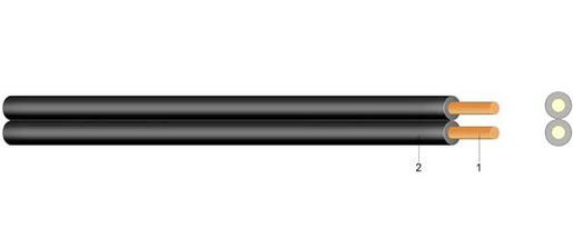 PVC Zwillingsleitung YZWL(H)03VH-H2X075 / 100 m Bund schwarz