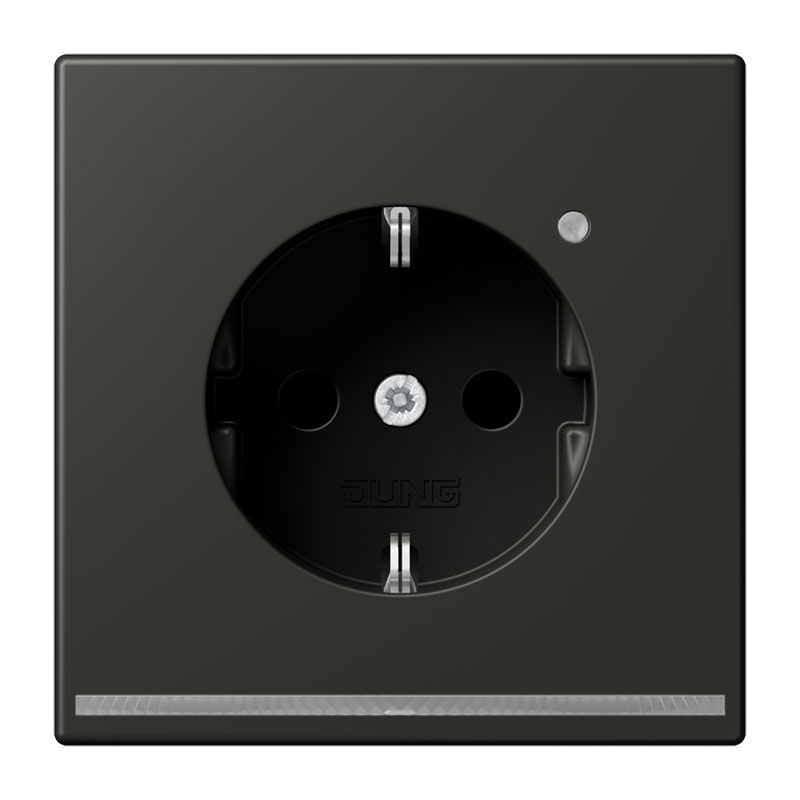 Jung SCHUKO®-Steckdose, 16 A 250 V~, mit LED-Orientierungslicht, SAFETY+, Thermoplast lackiert, Serie LS, anthrazit