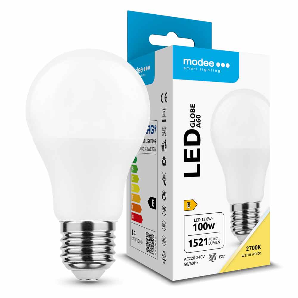 LED Glühlampe A60 / 1.521lm / 13,8W / E27 / 220-240V / 270° / 2.700K / 827 ww matt