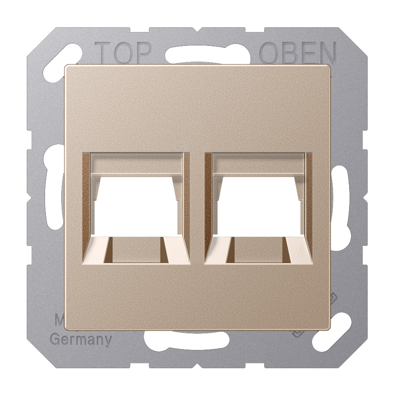 JUNG Abdeckung (gerastet) für Modular-Jack-Steckbuchsen 2fach, UMA-CAT6A, RADIALL, Panduit, Assmann, Serie A, champagner