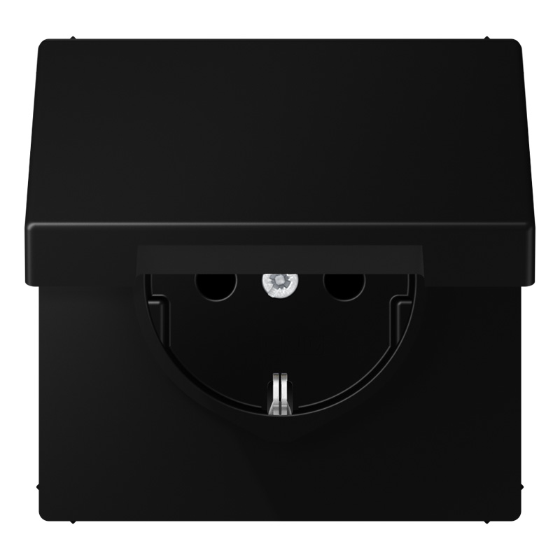 JUNG SCHUKO®-Steckdose 250V~, SAFETY+, Klappdeckel, Thermoplast lackiert, Serie LS, graphitschwarz matt
