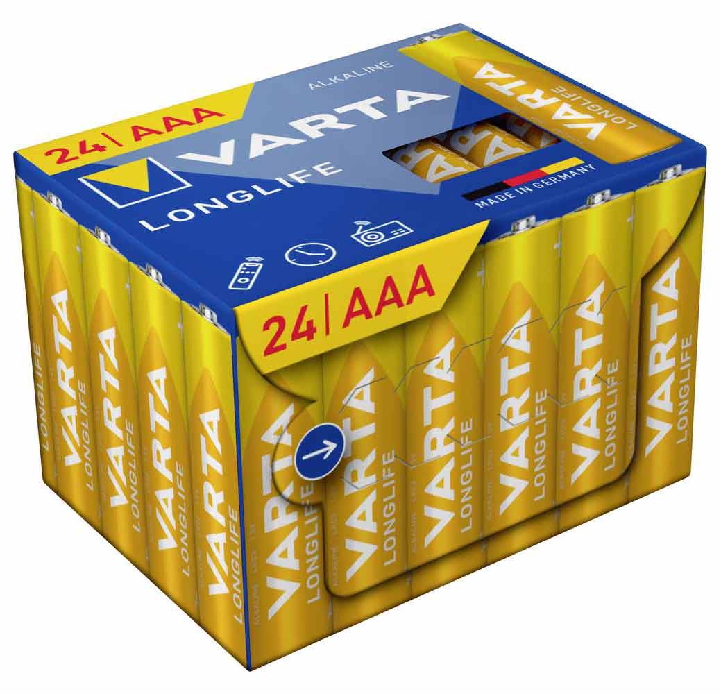 Varta Longlife Alkaline Micro Cube Pack 24 x AAA / 1,5 V / 24er