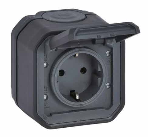 Legrand Plexo New FR-AP Schuko-Steckdose / Steckklemmen (SL) / IP44 / anthrazit