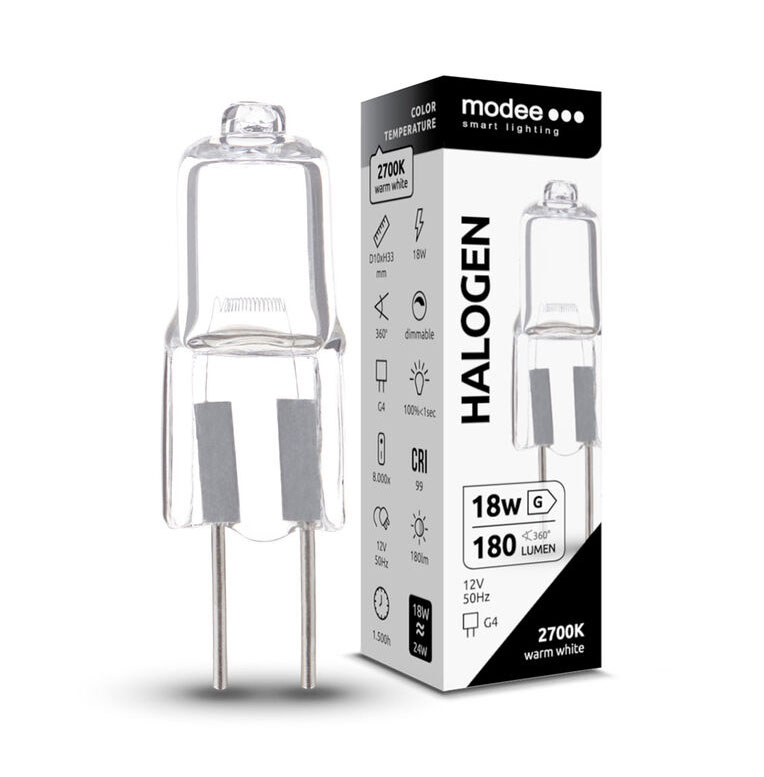NV Halogen Stiftsockellampe 180lm / 18W / G4 / 12V / 2.700 K / ww klar dimmbar