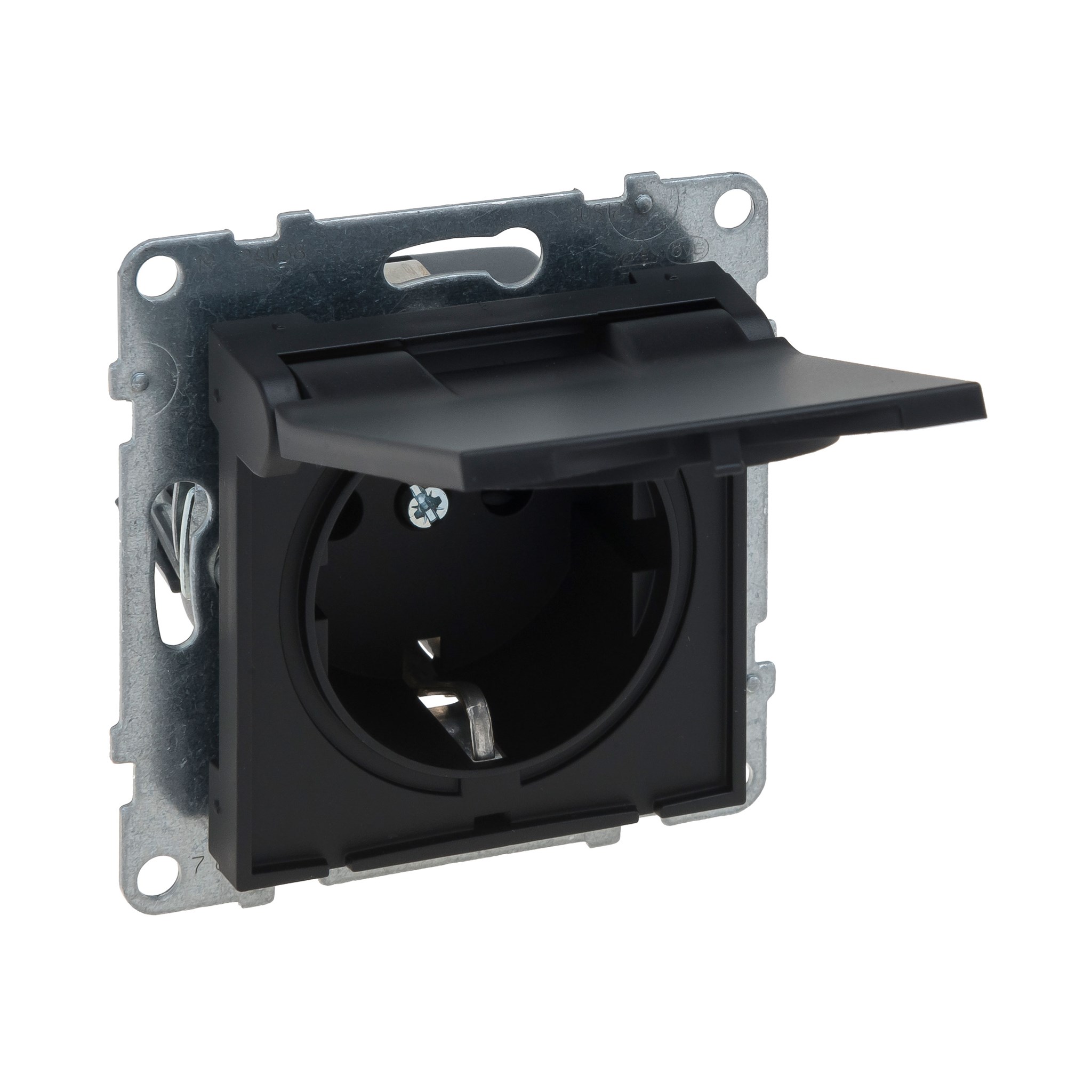 Legrand SEANO Schuko-Steckdose mit Klappdeckel / SL / 16A/250V / schwarz
