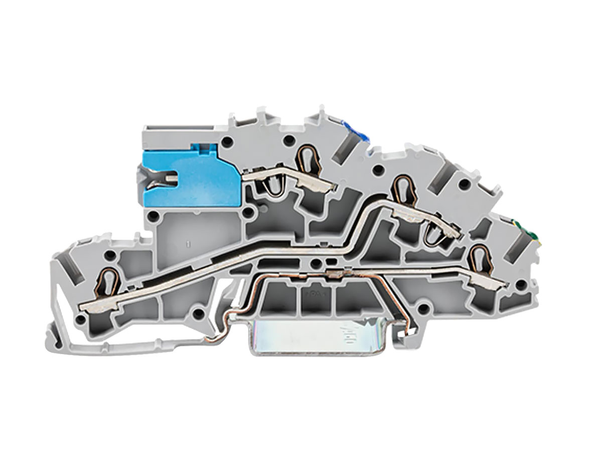 Installationsetagenklemme mit Betätigungsöffnung 2,5 mm² / mit N-Trennschlitten / grau