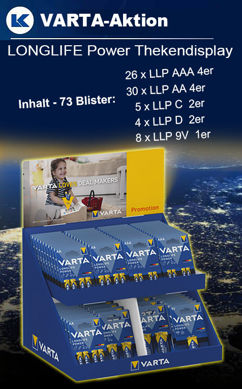 VARTA LONGLIFE Power Thekendisplay mit 73 Blister