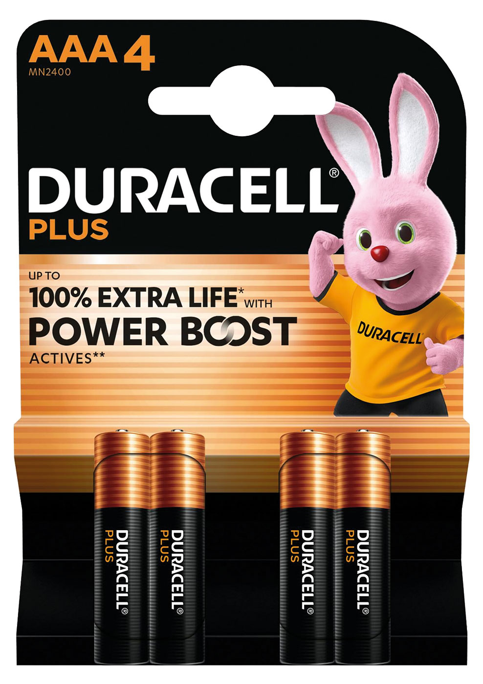 Duracell Alkaline Plus Power Boost MN2400 / Micro / LR3 / AAA / 1,5V - 4er Blister