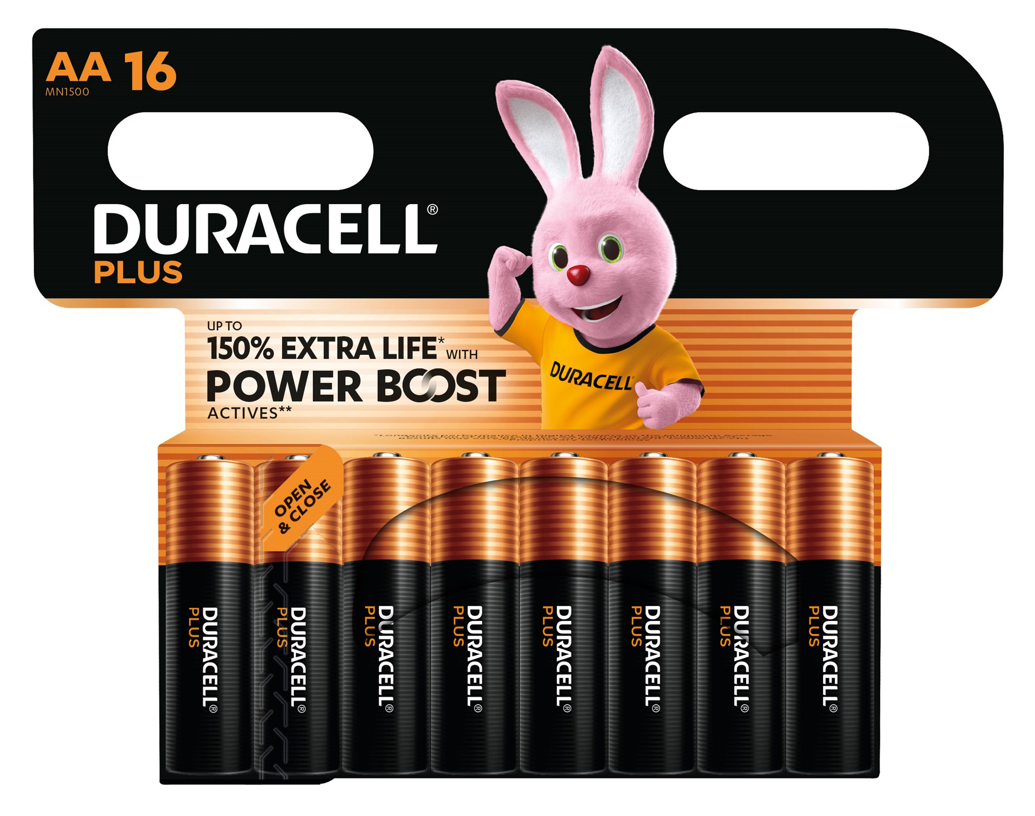 Duracell Alkaline Plus Power Boost MN1500 / Mignon AA / LR6 / 16er Blister