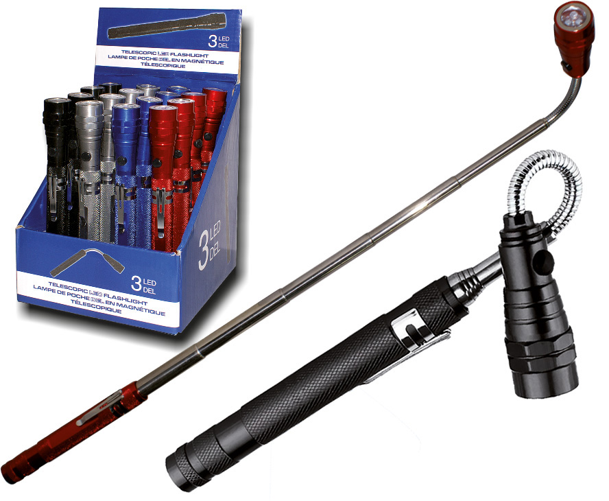 LED Teleskop Taschenlampe 360° biegsam mit Magneten / inkl. 4 x LR44