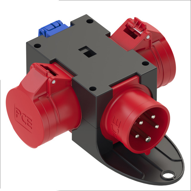 PCE-Kompaktverteiler IP44 Ausgang: 2 CEE-Dosen 16A 5p 400V / 1 Schutzkontaktstd. 16A 250V