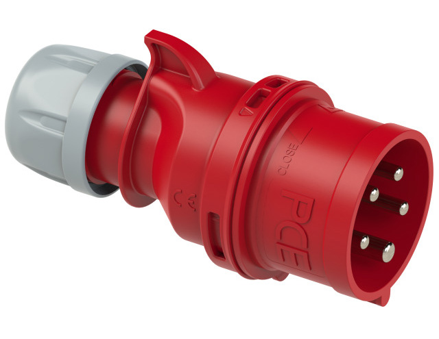 PCE CEE-TWIST Phasenwender CEE-Drehstrom-Stecker SHARK IP44 / 32A / 5-polig / 6h / 400V mit Schraubklemmen