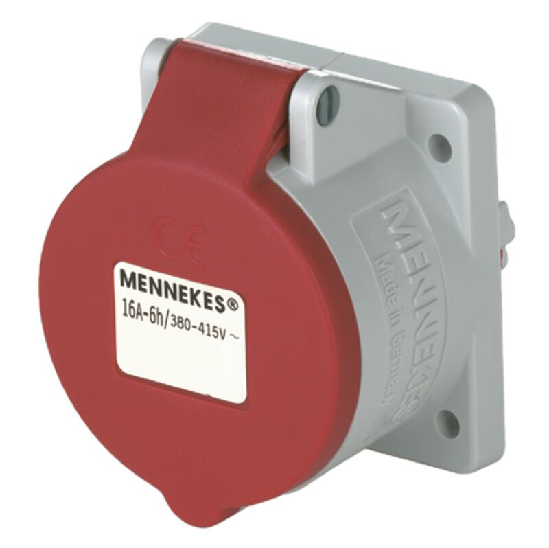 Mennekes CEEform-Anbausteckdose mit TwinContact - schraubenlos IP44 / 5 x 16A / 400V / Flansch 75 x 75 mm, geradeMennekes CEEform-Anbausteckdose mit TwinContact - schraubenlos IP44 / 5 x 16A / 400V / Flansch 75 x 75 mm, gerade