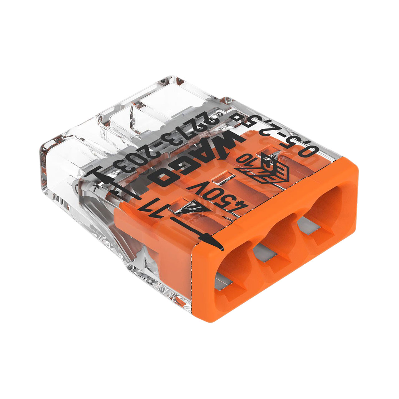 Verbindungsklemme orange zum Stecken Serie 2273 / 3 x 0,5-2,5 mm2