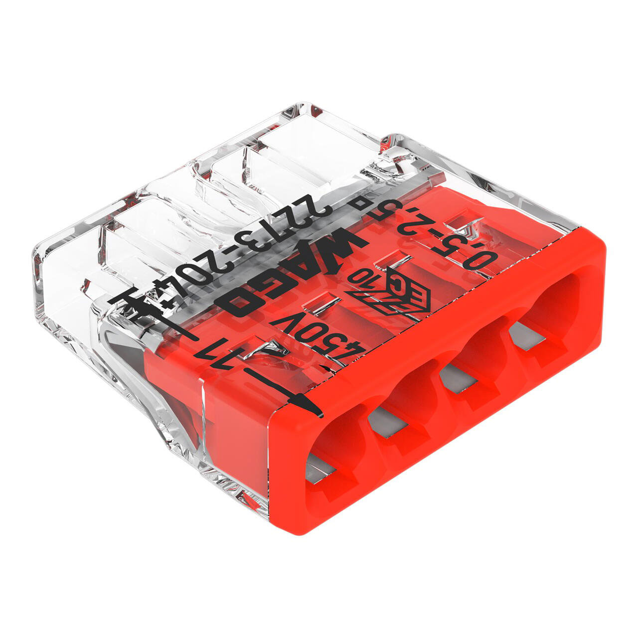 Verbindungsklemme rot zum Stecken Serie 2273 / 4 x 0,5-2,50 mm²