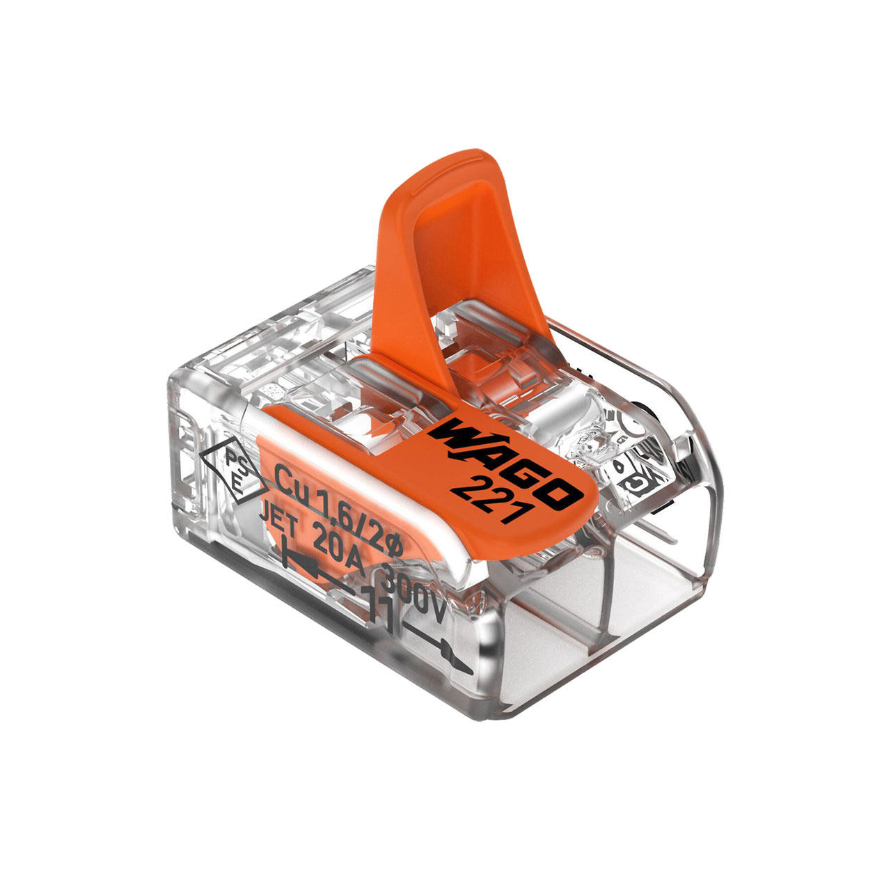 Verbindungsklemme mit Hebeln 2 x 0,2-4,0 mm² / transparent / massiv-flexibel