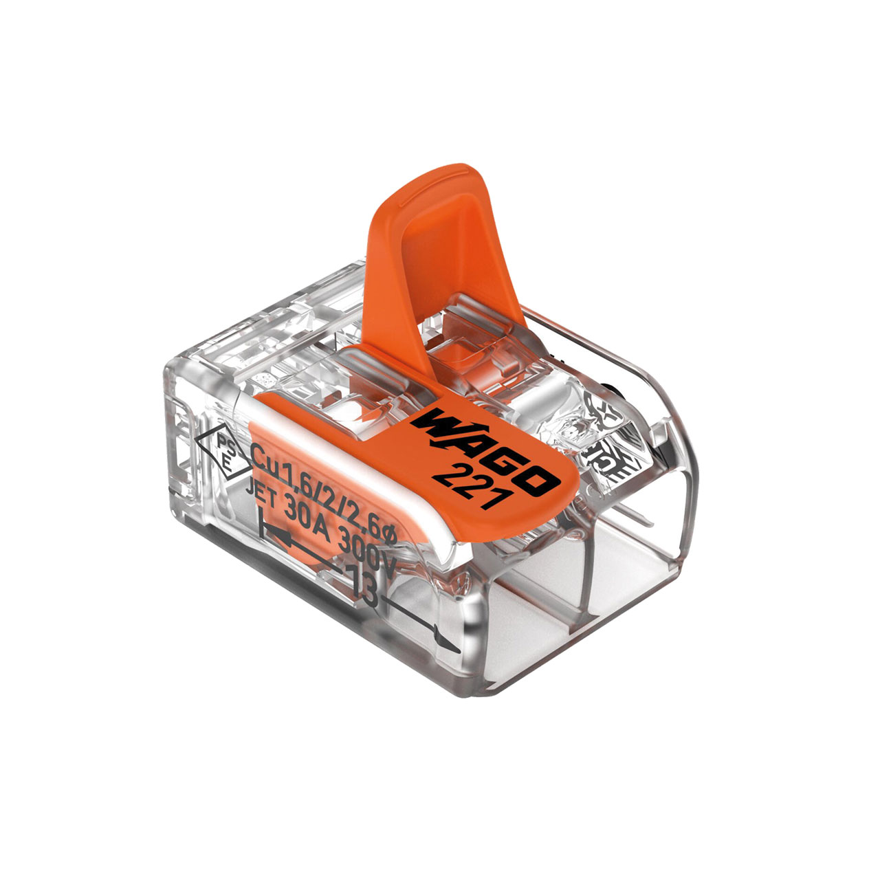 Verbindungsklemme mit Hebeln 2 x 0,5-6,0 mm² / transparent / massiv-flexibel