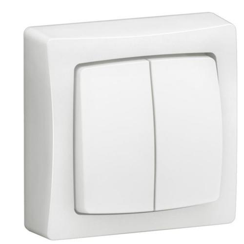 Legrand OTEO Universalschalter 10A mit Steckklemmen zur Verwendung als Doppelwechselschalter oder -taster für Aufputzmontage, Weiß