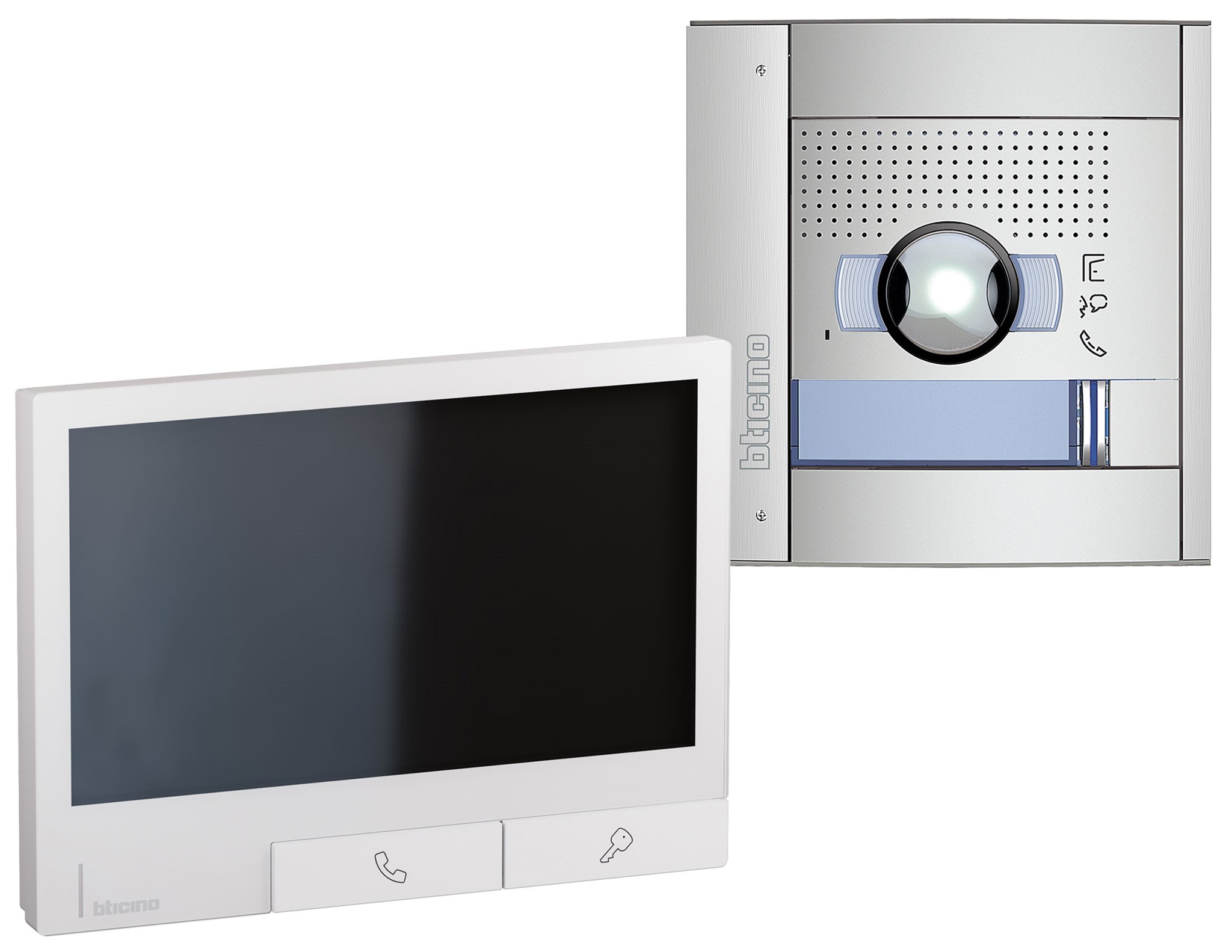 Bticino FLEX'ONE SET SFERA + CLASSE 300X mit UP-Türstation SFERA Allmetal, Video-Innenstelle CLASSE 300X Light und Netzgerät