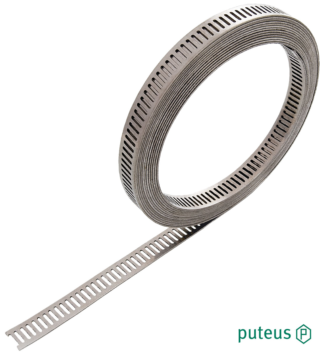 Universal Schlauchklemmenband Edelstahlband perforiert / B 8mm / 25m Rolle