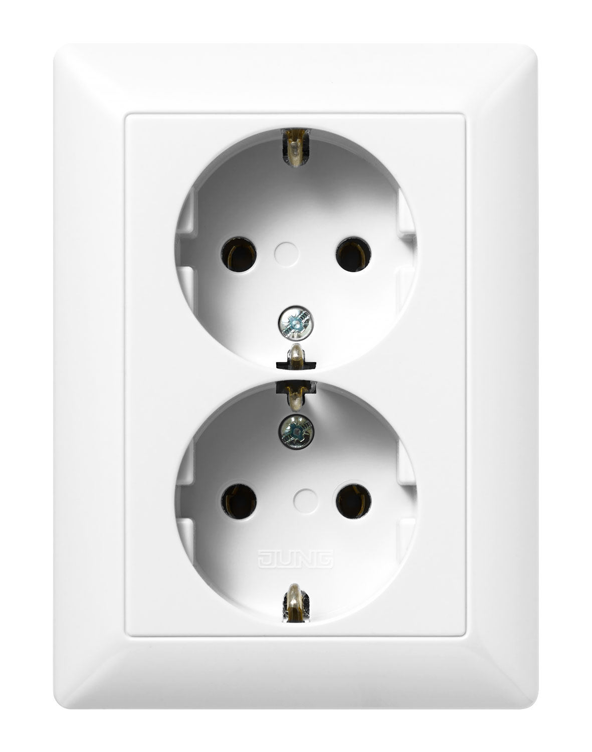 Schukosteckdose 2-fach / 16A 250V / Duroplast, Serie AS, alpinweiß