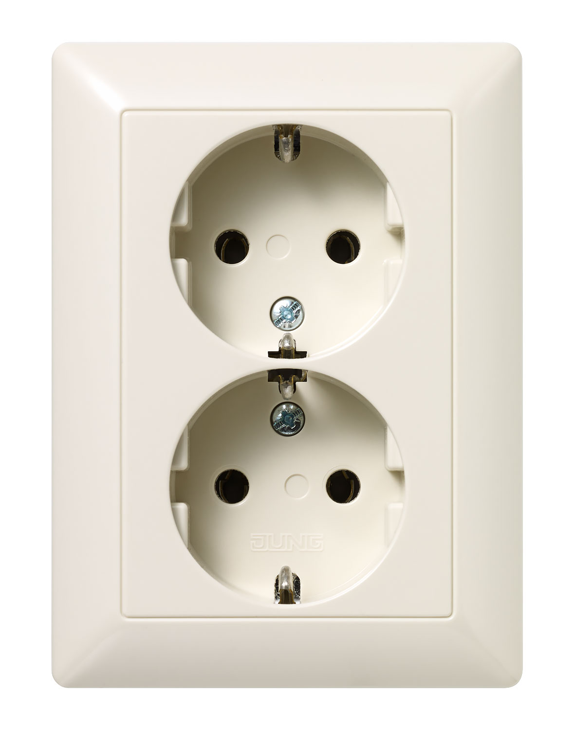 Schukosteckdose 2-fach / 16A 250V / Duroplast, Serie AS, weiß (ivory)