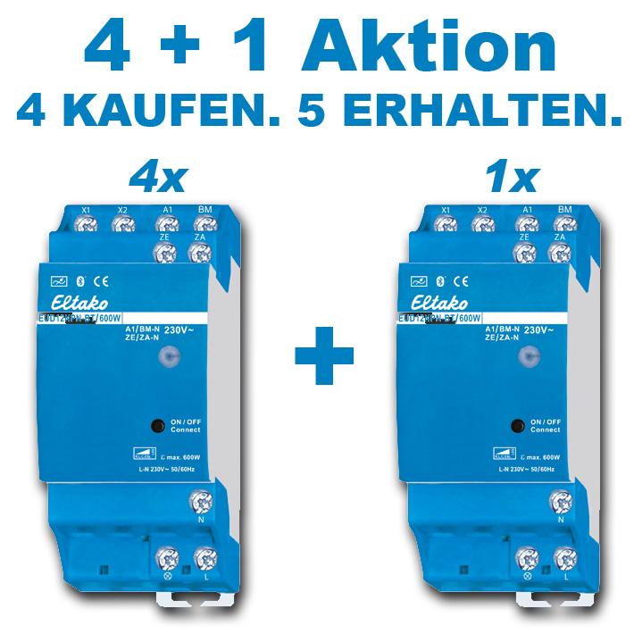 Eltako 4+1 Aktion Universal-Dimmschalter mit Bluetooth, Power MOSFET bis 600W / EUD12NPN-BT/600W-230V