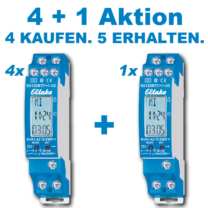 Eltako 4+1 Aktion 2-Kanal-Schaltuhr mit Display und Bluetooth / SU12DBT/1+1-UC