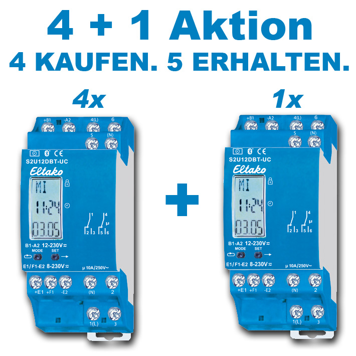 Eltako 4+1 Aktion 2-Kanal-Schaltuhr mit Display und Bluetooth / S2U12DBT-UC