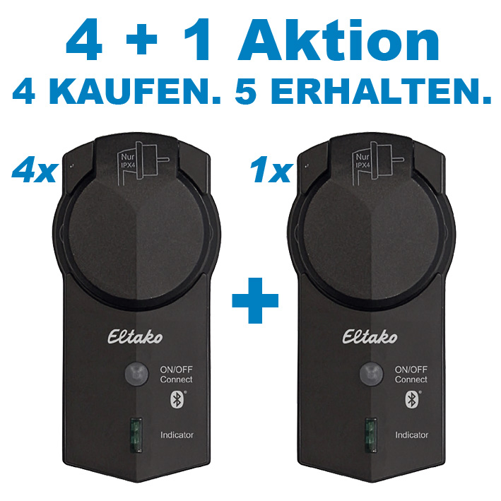 Eltako 4+1 Aktion Außen-Steckdosen-Schaltuhr mit Bluetooth, 1 Schließer 16A / ASSU-BT/230V