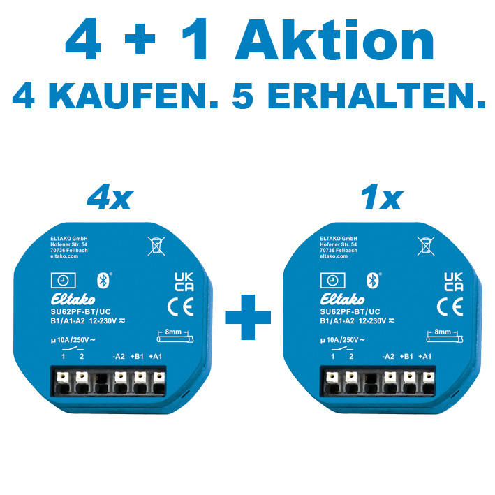 Eltako 4+1 Aktion 1-Kanal-Schaltuhr mit potenzialfreiem Kontakt, Bluetooth und ELTAKO Connect-App / SU62PF-BT/UC