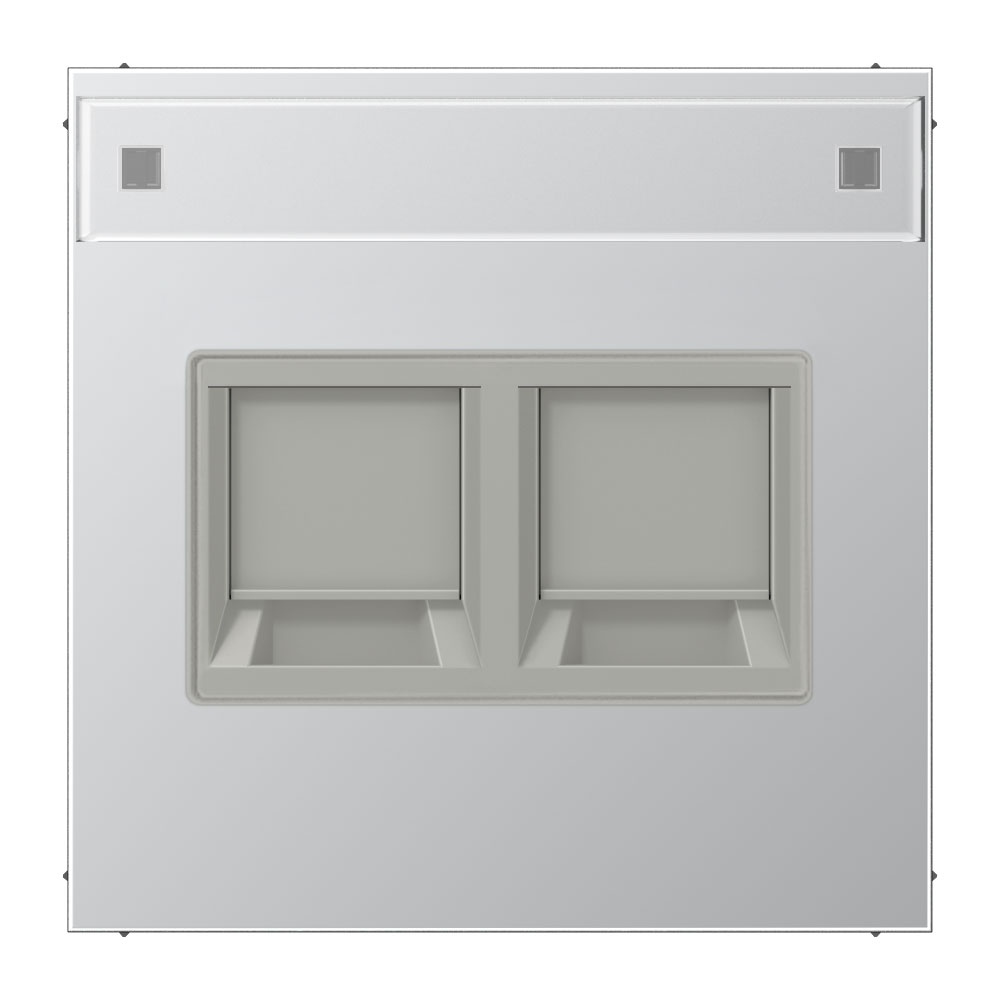 Jung Abdeckung (gerastet) für Modular-Jack-Steckbuchsen 2fach / UMA-CAT6A, RADIALL, Panduit, Assmann / mit Schriftfeld / Serie LS/ Aluminium