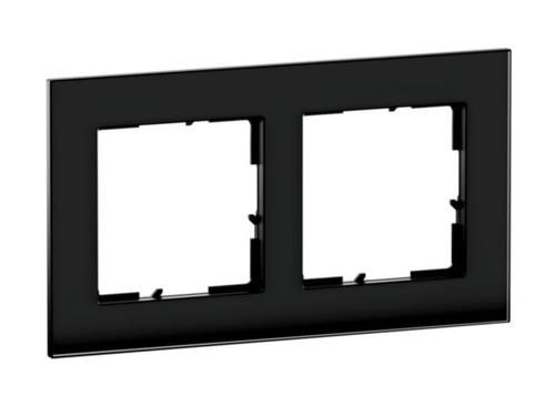 Legrand SEANO Natura 2-fach Rahmen aus Glas / 90 x 161 mm / Black Smoked Glas