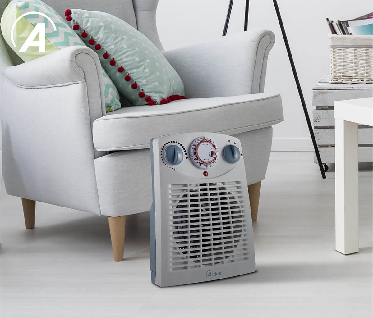 Heizlüfter Tepo Time 1.000 / 2.000W / 2 Stufen + 24h Timer / Thermostat, Kontrollampe und Überhitzungsschutz