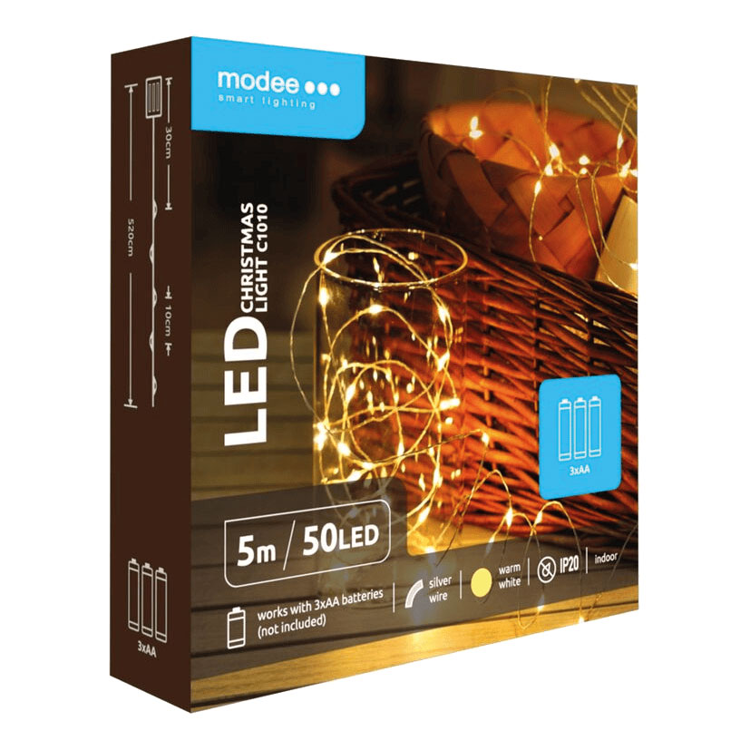 LED Batterie-Lichterkette 50 LED / 1W / 5m / 3.000K / ww / IP20
