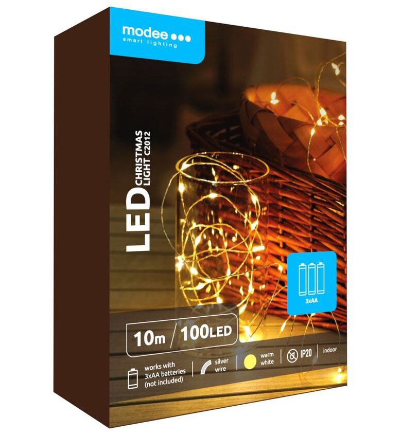 LED Batterie-Lichterkette 100 LED / 1,35W / 10m / 3.000K / ww / IP20
